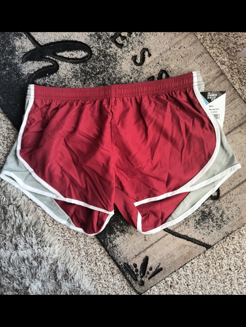 NWT Soffe Girls Low Rise Cardinal Red Silver Shorty Shorts Size Medium Junior